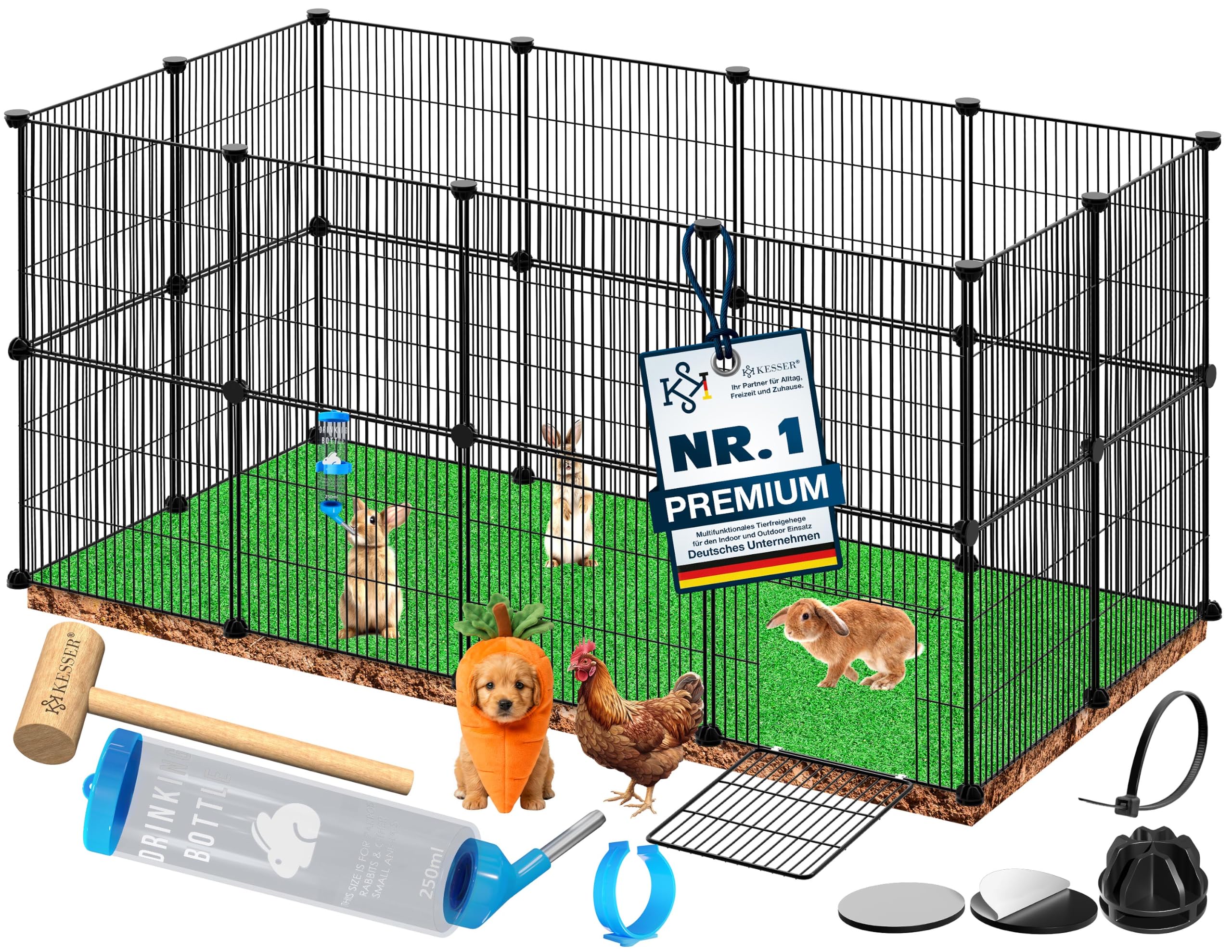 KESSER® Parc Enclos Double grillagé en métal grillagé XXL avec Porte Enclos pour Petits Animaux et cochons d'Inde Libre, Cage pour Petits Animaux et Lapins