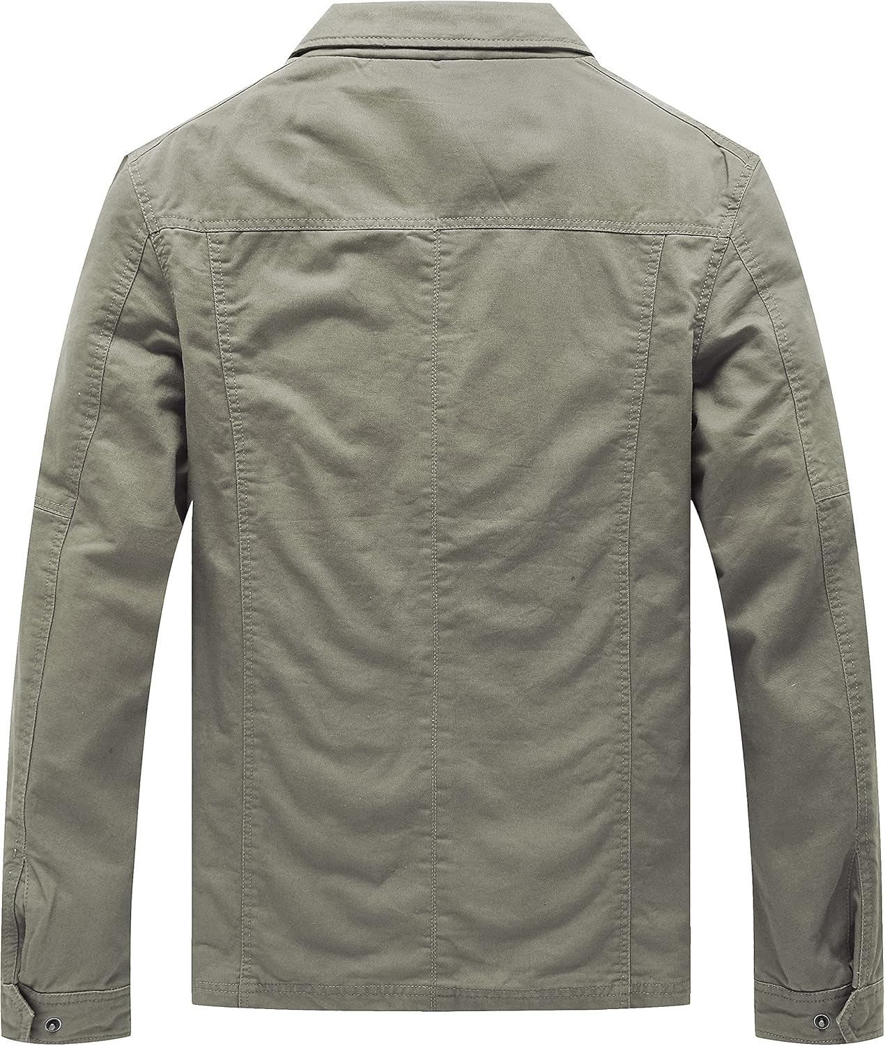 WenVen Men's Casual Canvas Cotton Military Lapel Jacket - Image 3