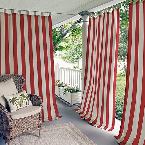 Miniatura 10 de Elrene Home Fashions Highland Stripe - Panel de cortina de ventana con pestaña superior para interiores y exteriores, con cierre adhesivo de gancho