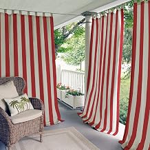 Elrene Home Fashions Highland Stripe Indoor/Outdoor Curtain Panel, 50 inches X 95 inches, Red