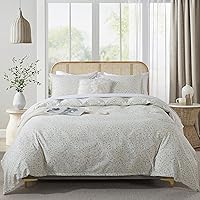 Vista 63 de HoneiLife Juego de funda de edredón floral 100% algodón, 3 piezas, suave, ropa de cama botánica con cierre de cremallera y lazos en las esquinas