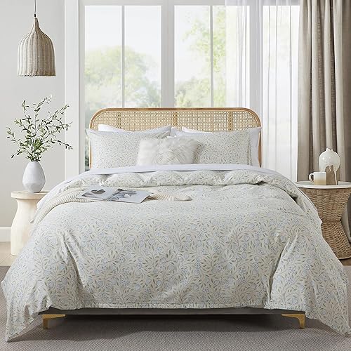 Miniatura 282 de HoneiLife - Juego de funda de edredón floral 100% algodón, 3 piezas, botánica, ropa de cama con cierre de cremallera y lazos en las esquinas