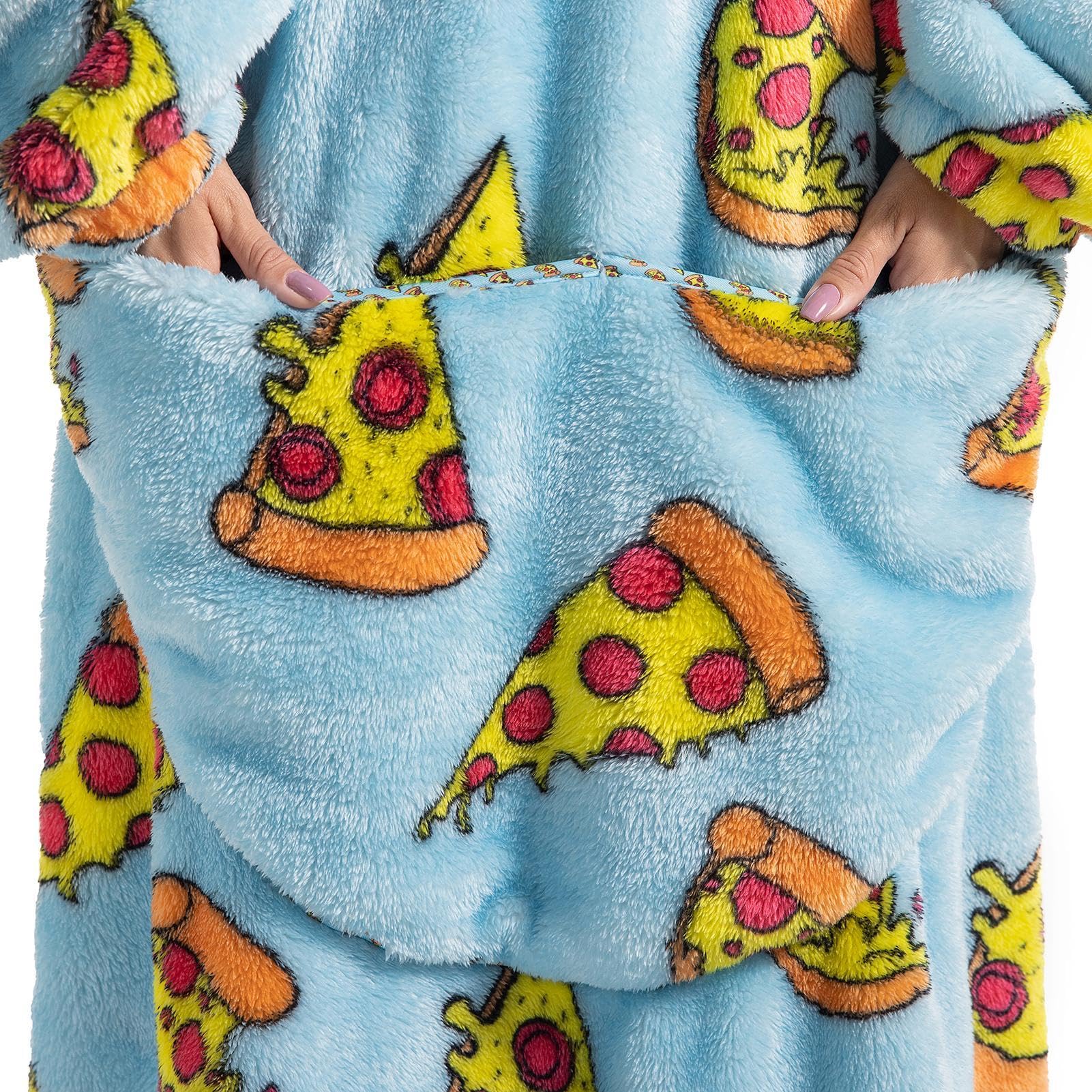 Coperta indossabile con cappuccio, allungabile, super morbida, con tasca, coperta con cappuccio, coperta indossabile in peluche per casa, divano, bambini