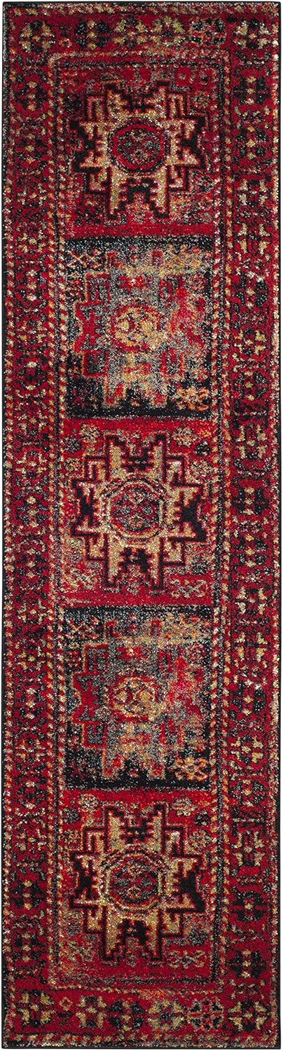 SAFAVIEH Vintage Hamadan Collection Runner Rug - 2'3" x 8', Red & Multi, Oriental Traditional Persian Design, Non-Shedding & Easy Care, Ideal for High Traffic Areas in Living Room, Bedroom (VTH213A)