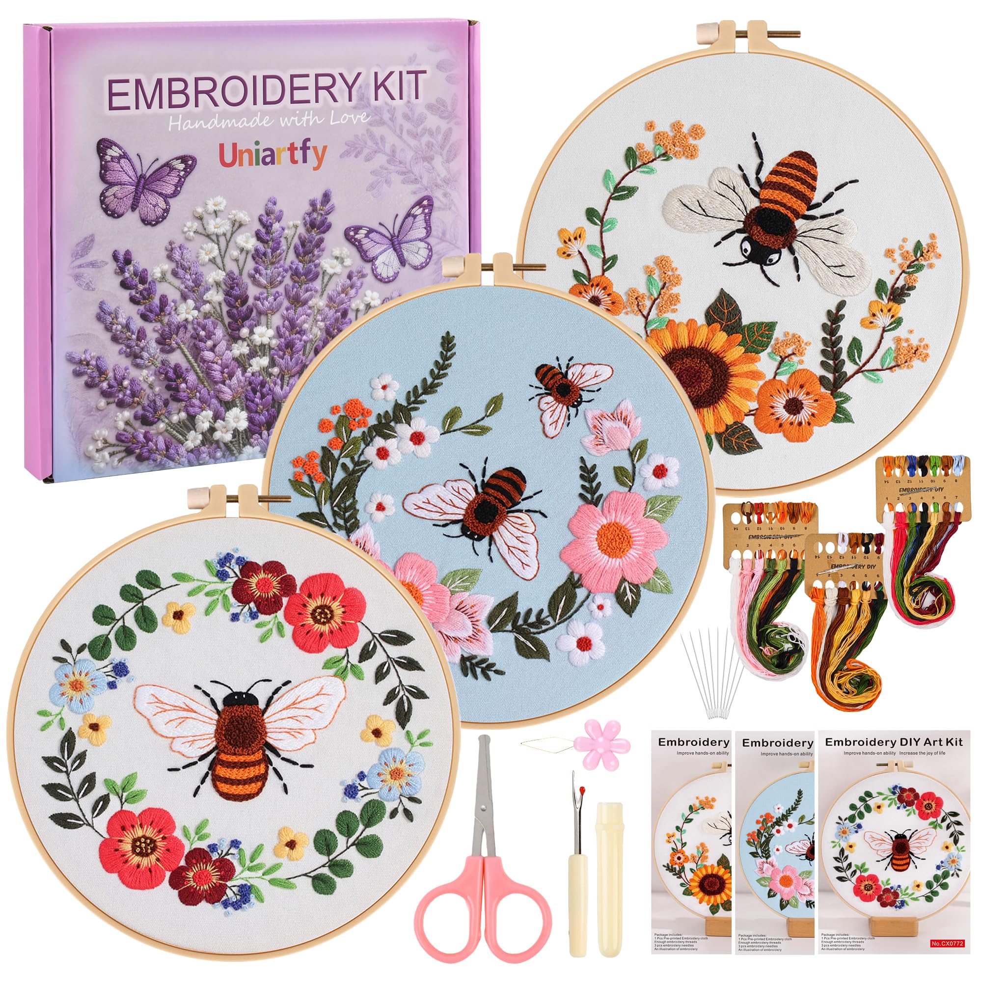 Beginner Embroidery Kit - Butterfly & Tree Designs -13