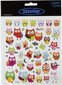 Tattoo King Multi-Colored Stickers-Wide Eyed Owls
