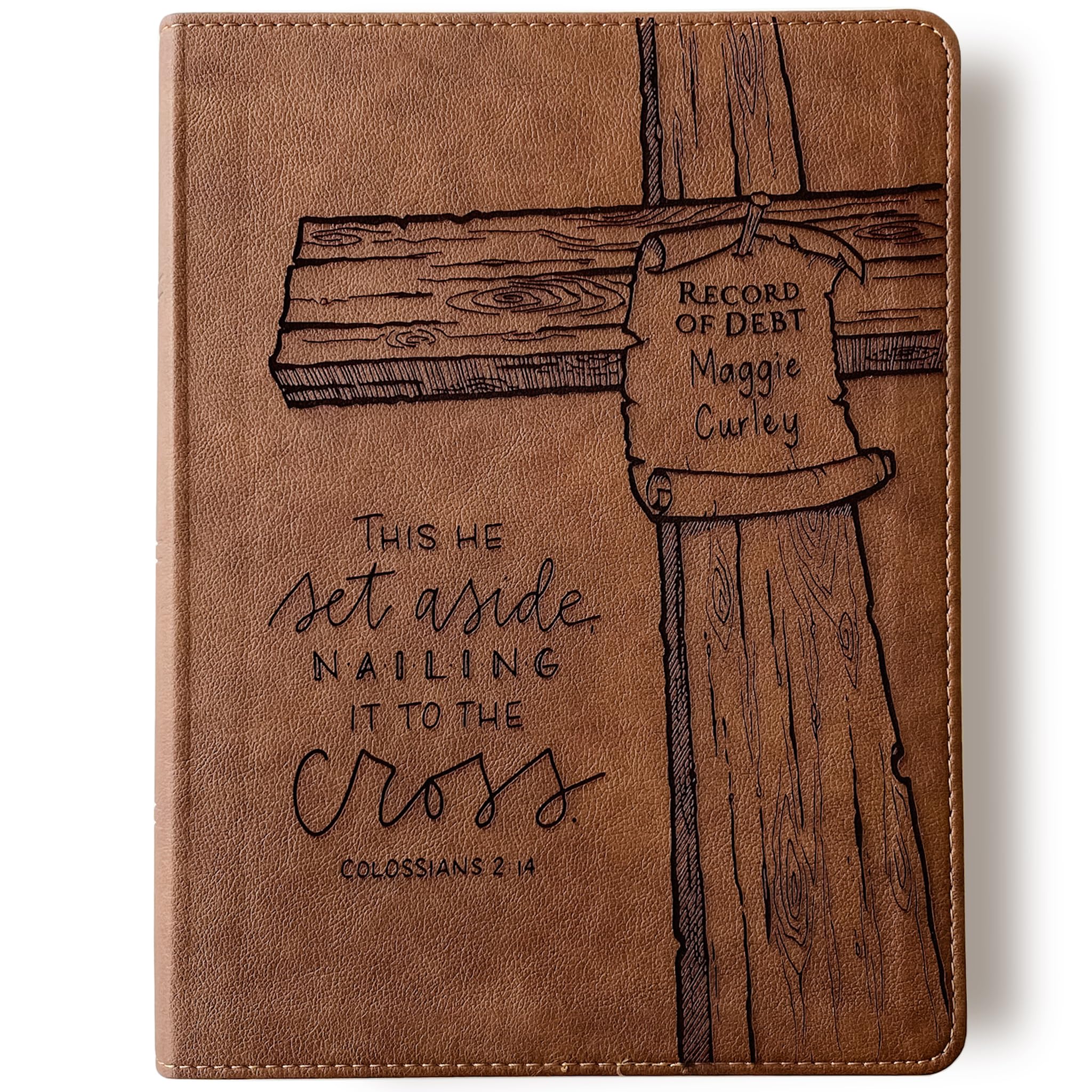 KJV Wide Margin Large Print Bible with Hand Drawn and Laser Engraved Cover Design, Red Letter Bible, Includes Personalized Custom Name Incorporated into Hand Drawn Illustration, Personalized Gift