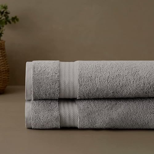 Fabdreams 100% Organic Cotton Bath Sheet Set of 2 700 GSM Oversized Towels Ultra Soft Plush Absorbent Durable Skin-Friendly Spa Hotel Premium Comfort Large 36 x 70 in Dark Gray