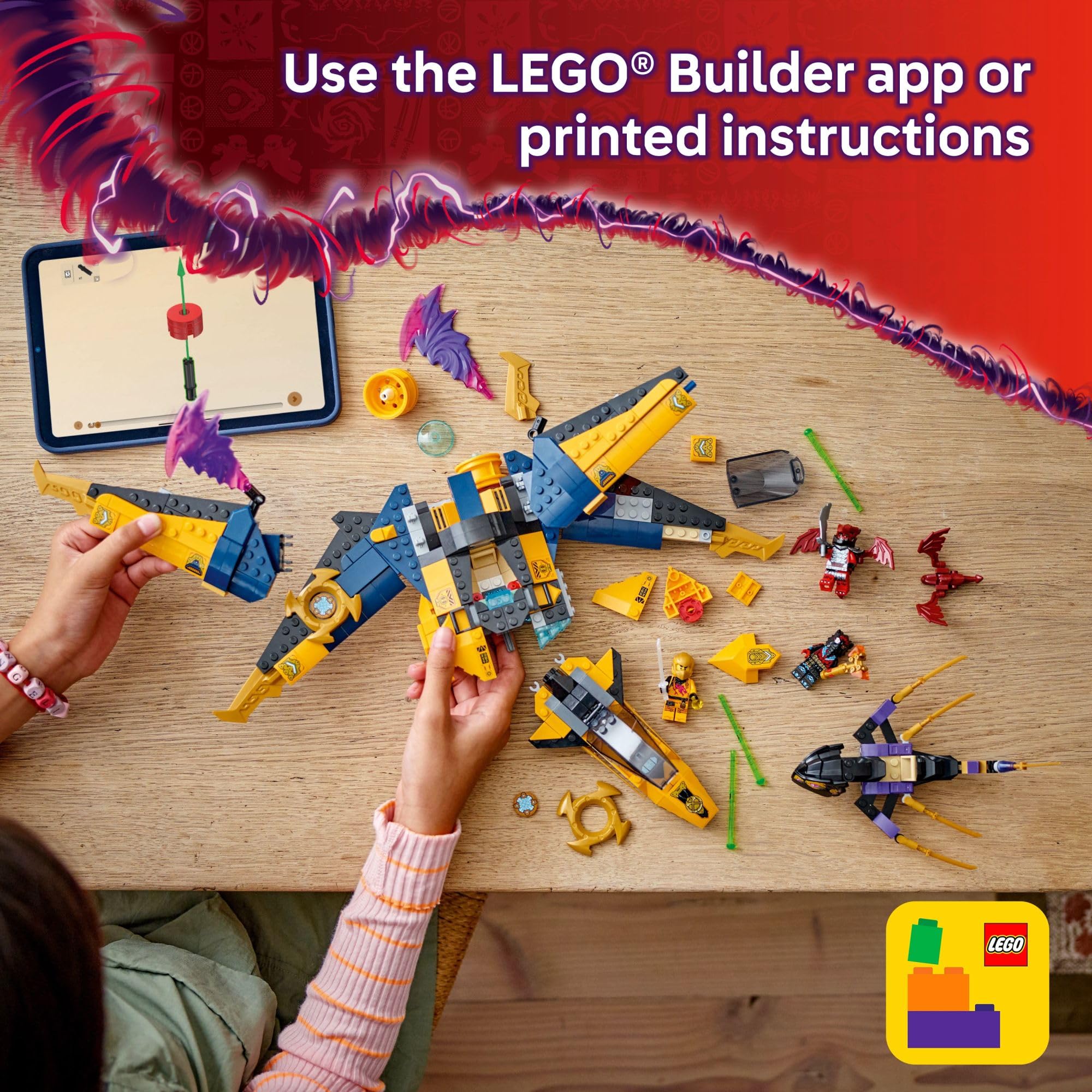 LEGO NINJAGO Ras and Arin's Super Storm Jet Toy - Building Toy for Kids, Boys and Girls, Ages 8+ - Airplane Toy with Detachable Drone and 3 Minifigures - Gift Idea for Birthdays - 71833 - Image 6