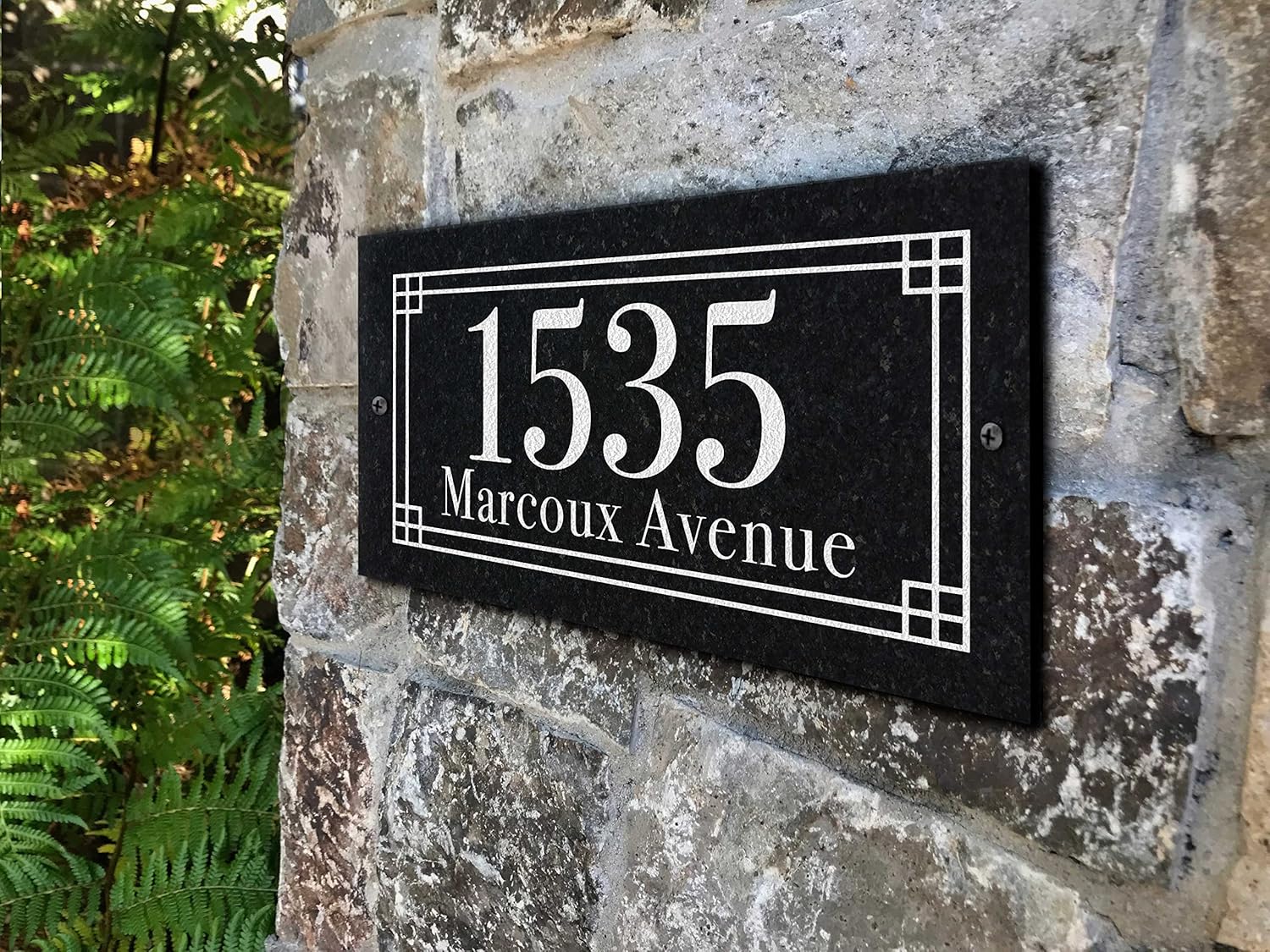 THE LINDEN Stone Address Plaque With Engraved Numbers. Address Sign Made from solid, real stone.