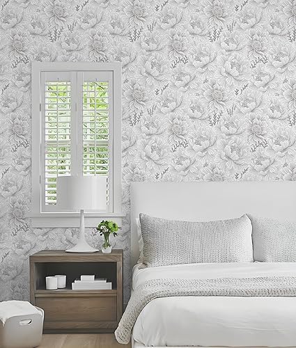 Miniatura 47 de GloryTik Papel tapiz de contacto floral para despegar y pegar, moderno, blanco y dorado, papel de pared autoadhesivo extraíble para gabinetes