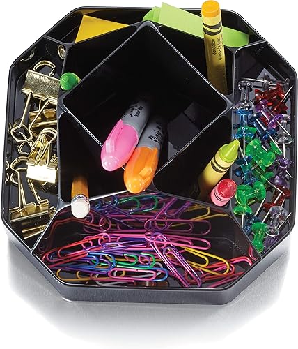 Miniatura 3 de Officemate Organizador giratorio compacto reciclado, 9 compartimentos, 5.5 pulgadas de ancho x 5.5 pulgadas de profundidad x 3.875 pulgadas de alto,