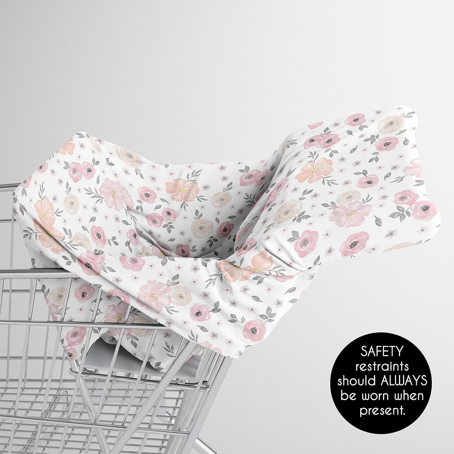 Sweet Jojo Designs Baby Car Seat Cover (Pink/Grey Boho Floral) for Girls, Infant Multipurpose Nursing, Breastfeeding, High Chair, Shopping Cart, Stroller, Carseat Canopy Carrier (Watercolor Farmhouse)