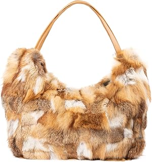 Real red fox fur tote bag Long fur shopper Huge bag Oversized large bag