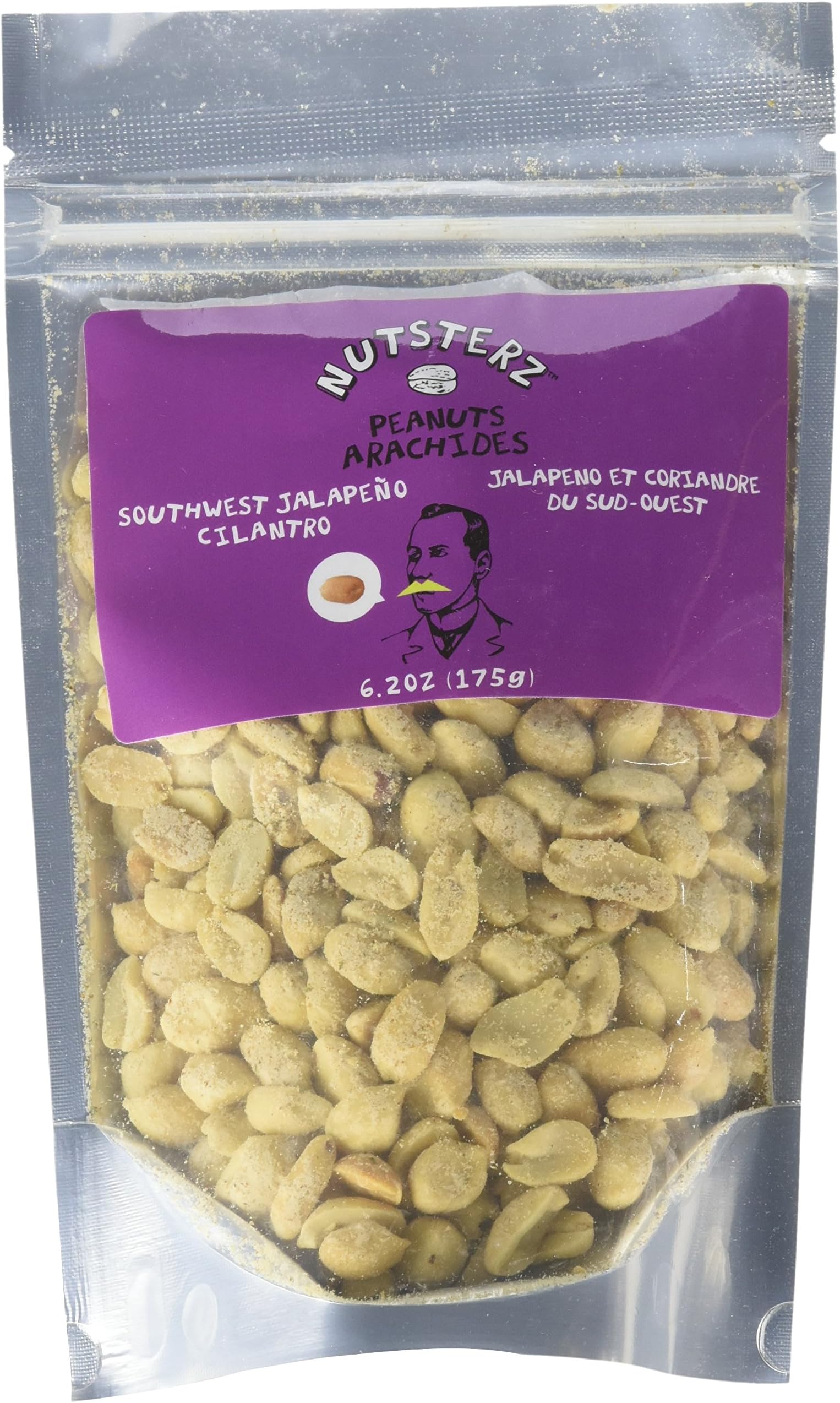 Southwest JalapeƱo Peanuts from Nutsterz with Hot Peppers and Southwest Flavor - Spicy Peanuts with a Kick, Healthy Peanuts Flavored with Paprika, Garlic, Salt, Cilantro & More! (6 Pack)