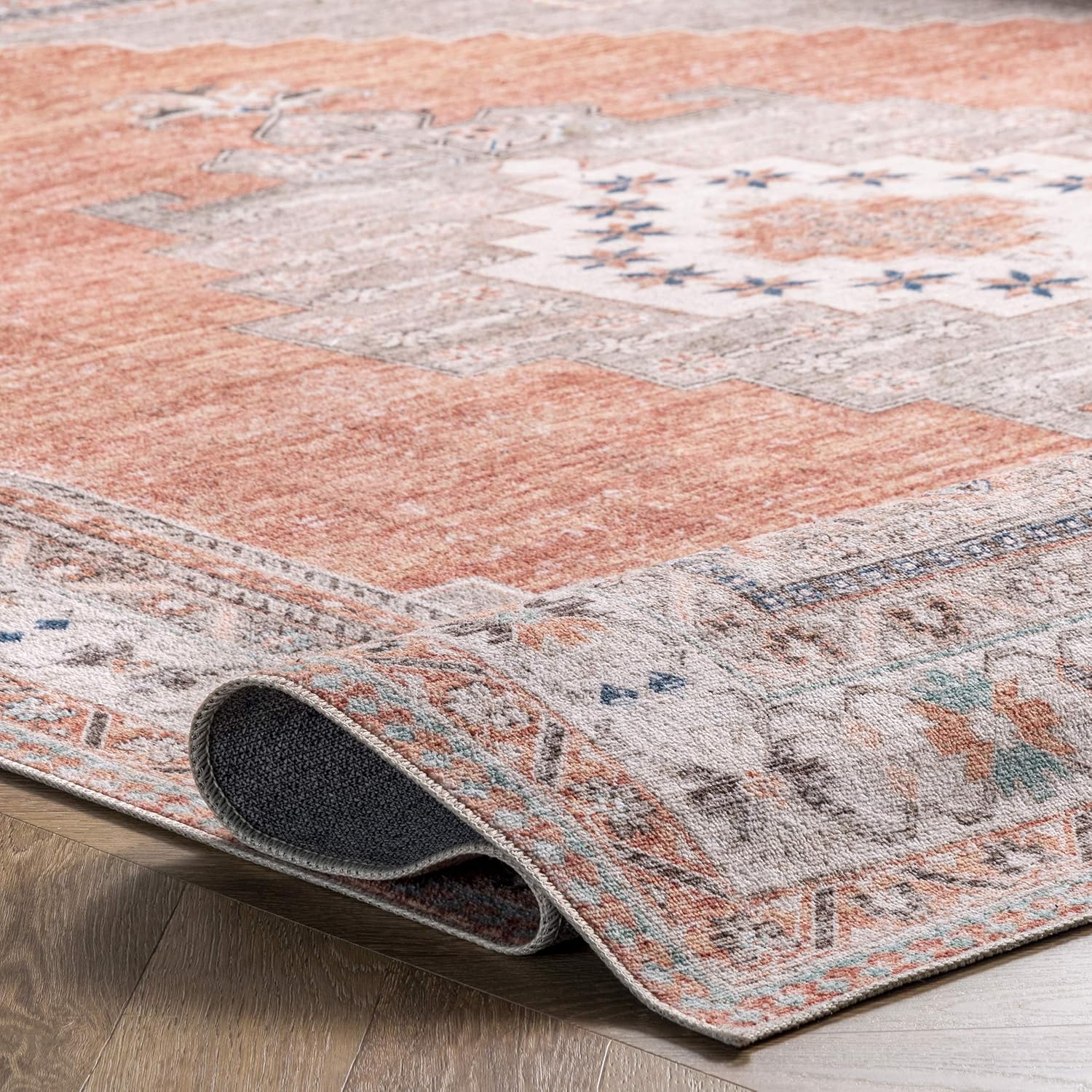 nuLOOM Alicia Machine Washable Medallion Runner Rug, 2' 6" x 8', Rust : Home & Kitchen