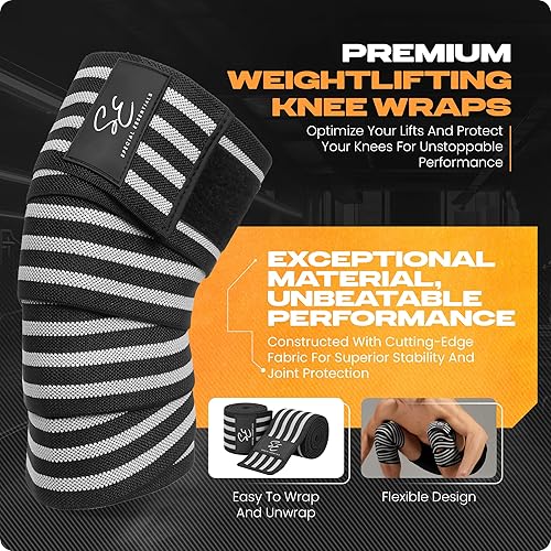 Miniatura 19 de Special Essentials Rodilleras para levantamiento de pesas con correa (paquete de 2) – 72 pulgadas de soporte flexible para hombres y mujeres