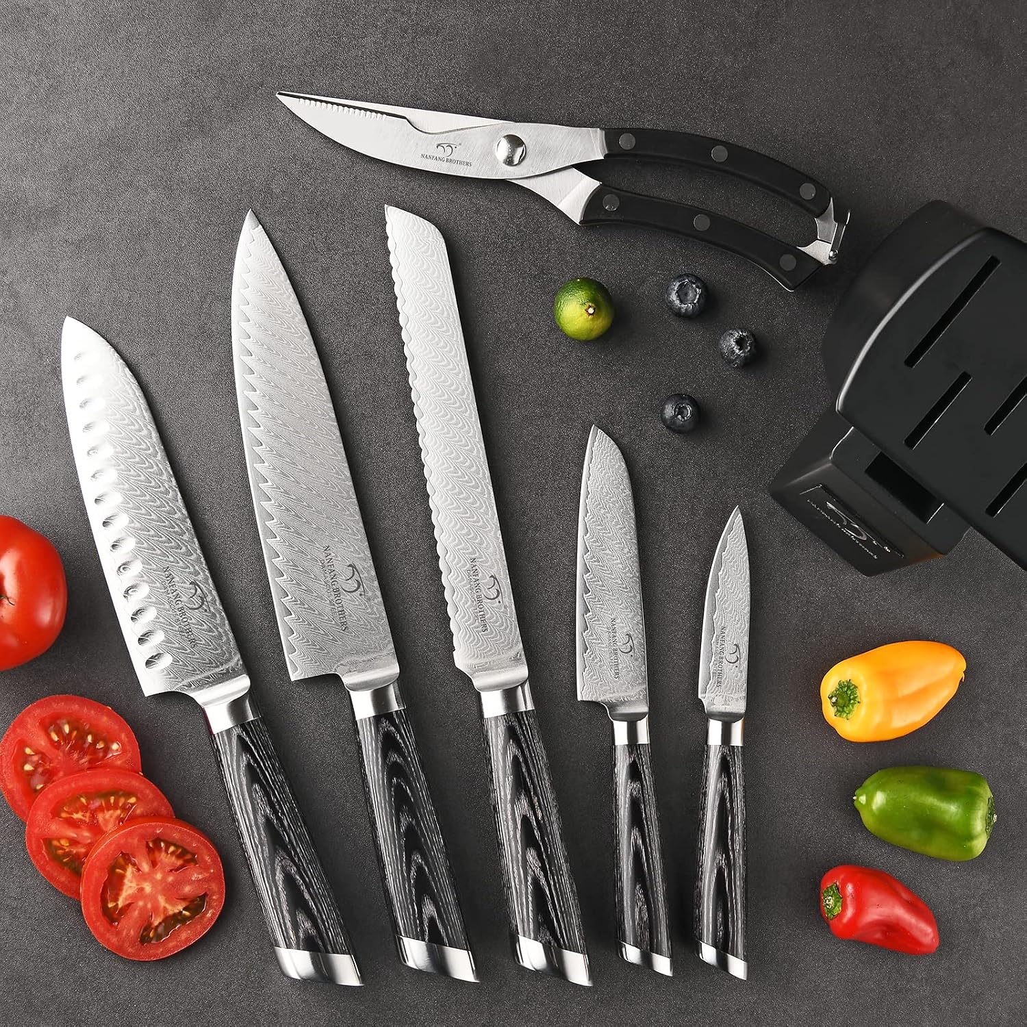 NANFANG BROTHERS Damascus + VG10 Knife,72 Layers, Sharp,Multi-functional,Cooking Utensils,Cutting Meat,Vegetables,Fruits,Home Use,Commercial