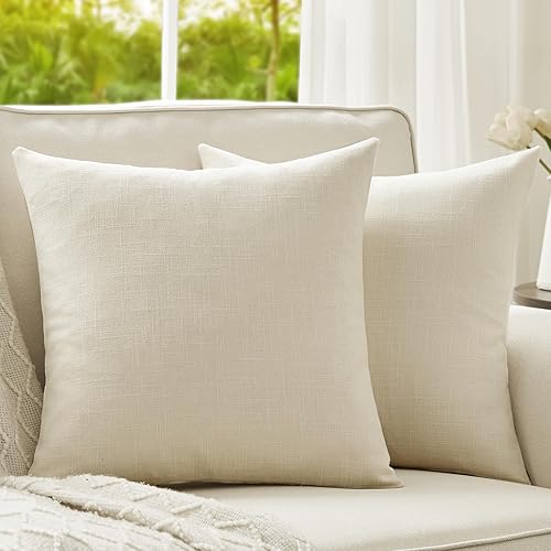 Anickal Set of 2 Light Beige Pillow Covers 18x18 Inch