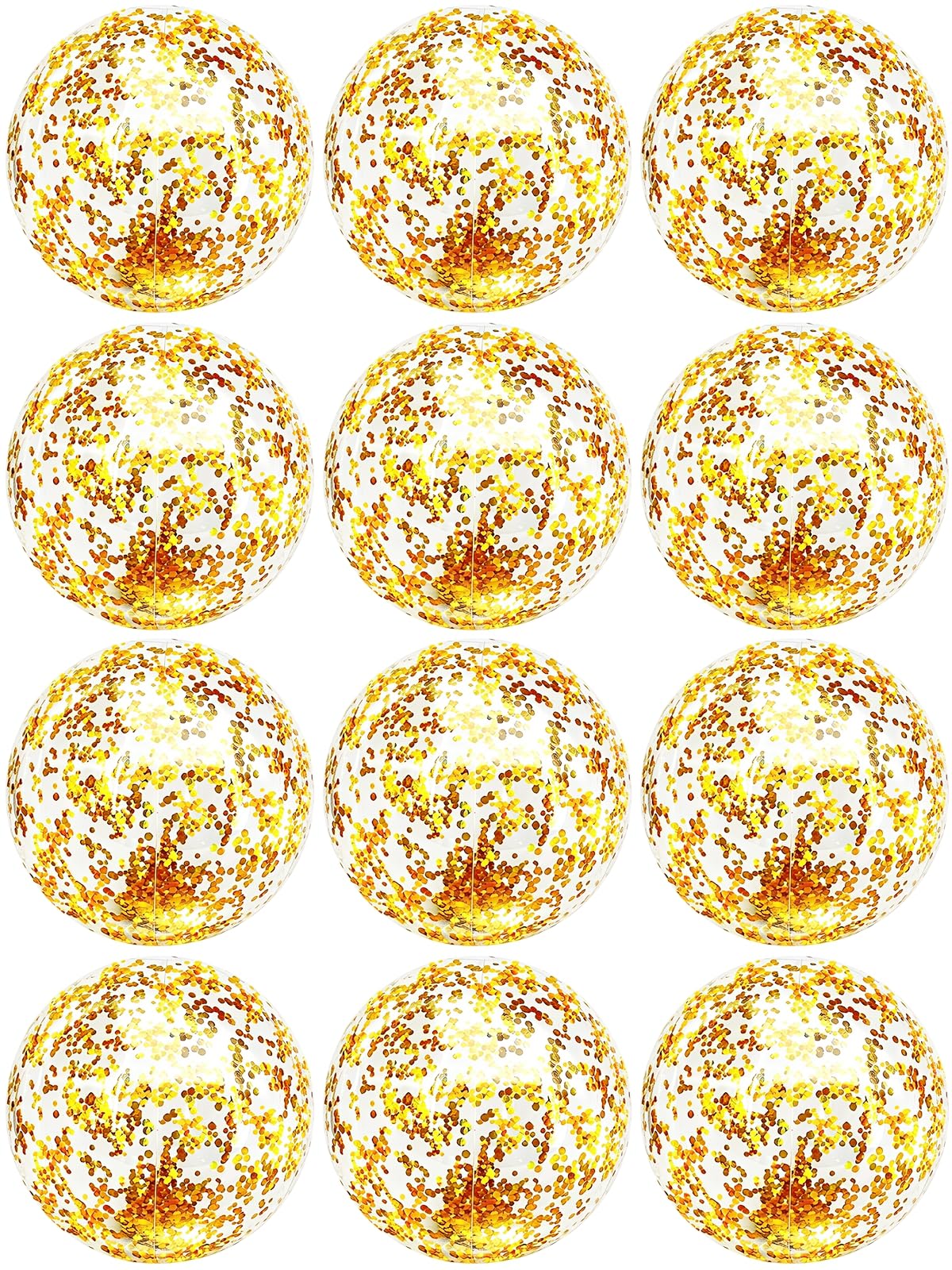 Photo 1 of 12 Pack Inflatable Glitter Beach Balls Bulk - 16" Beach Ball Swimming Pool Toys for Games Adults Kids, Summer Pool Beach Party Decoration,Luau Decorations Essential Blow Up Beach Ball (Gold,Glitter)