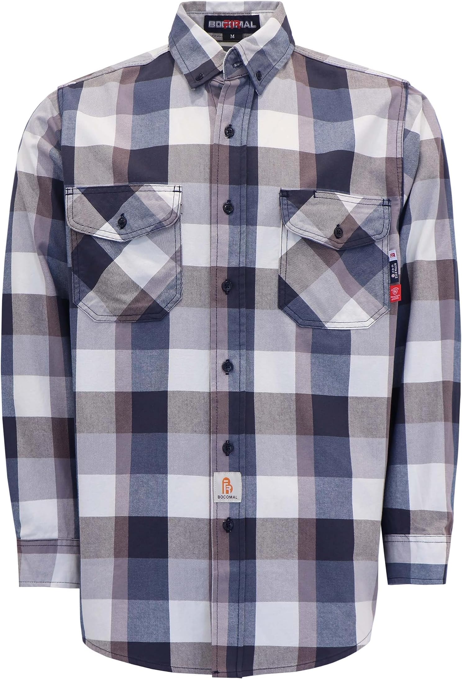BOCOMAL FR Shirts Flame Resistant 100% C NFPA2112 7.5oz Men's Fire Retardant welding Shirt