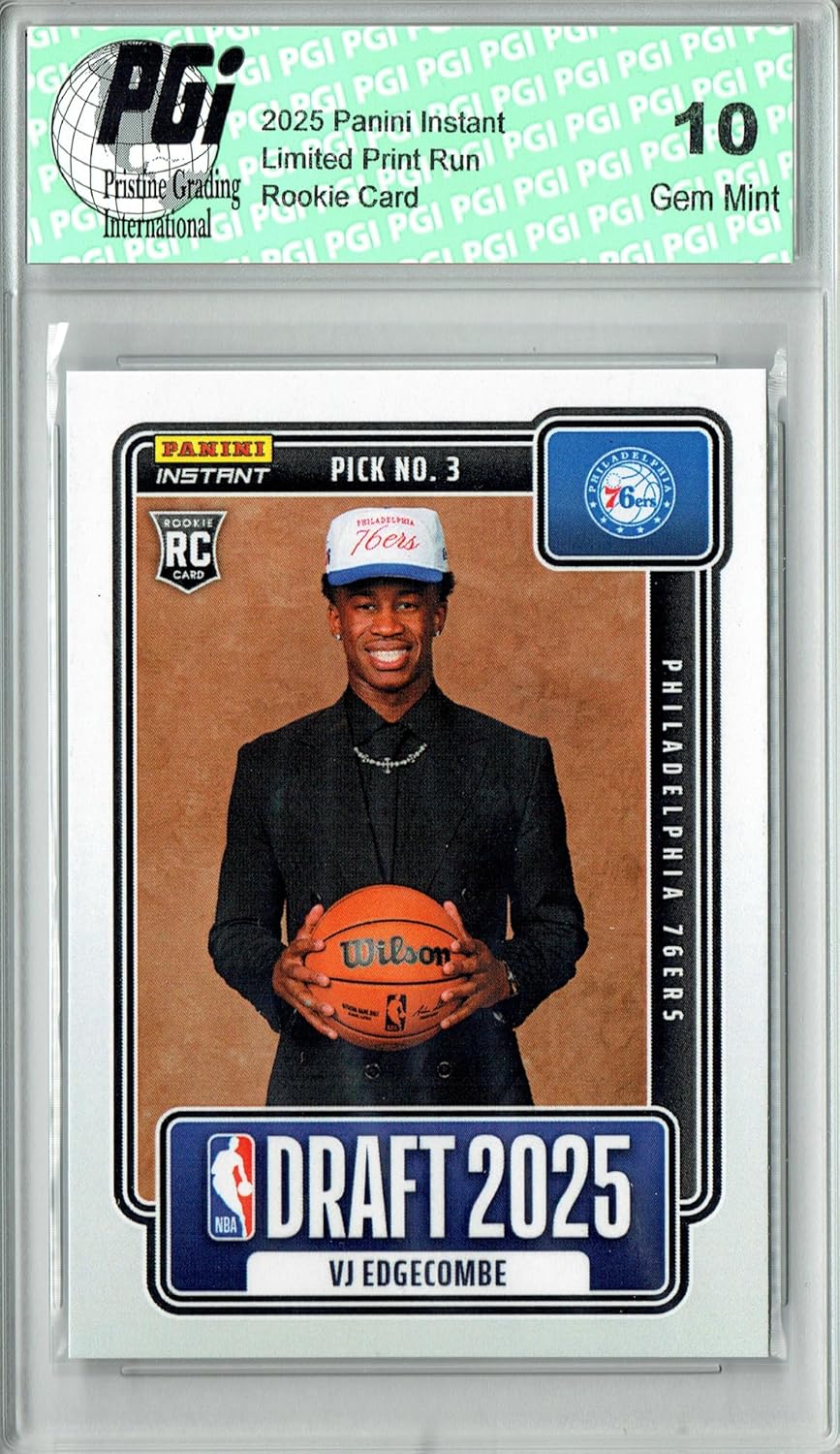 V.J. Edgecombe 2025 Panini Instant #NBADN-3 Draft 2027 Rookie Card PGI 10