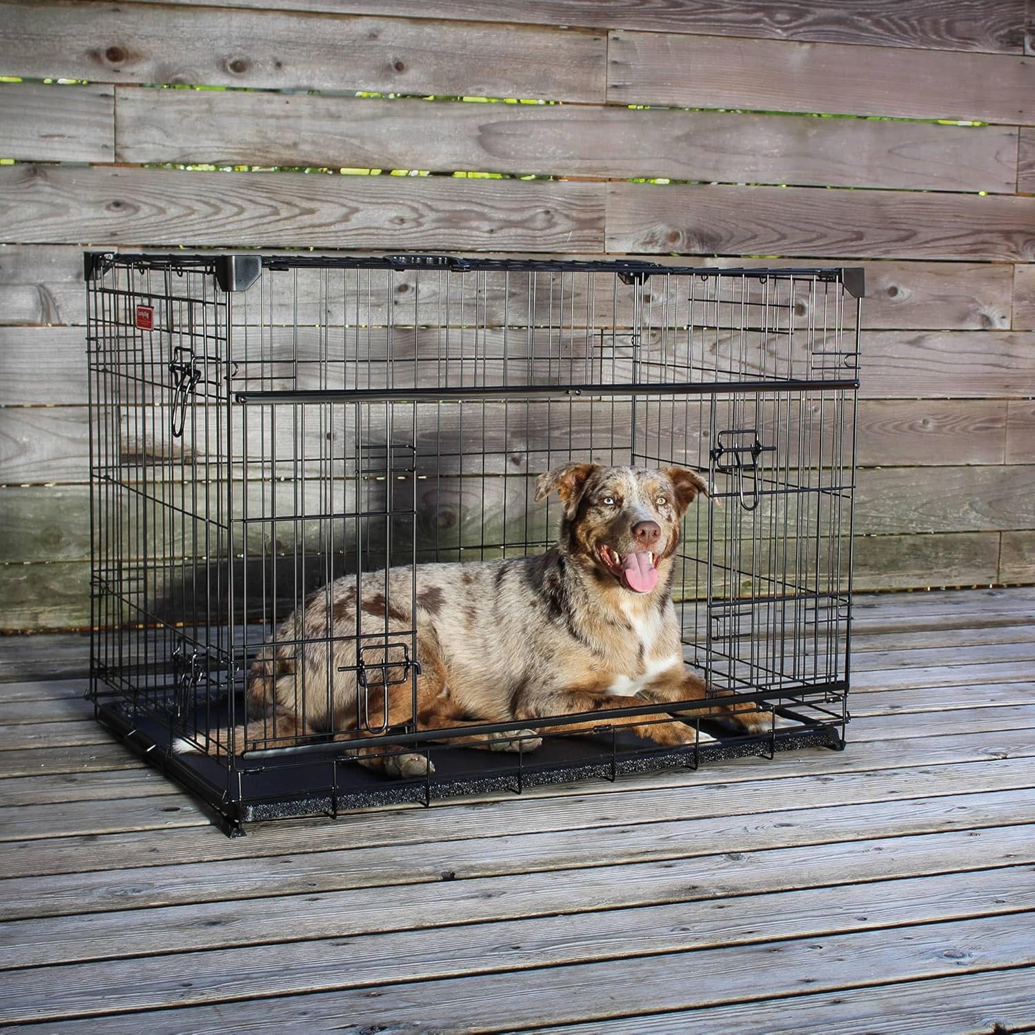 Medium Black Wire Dog Crate with Sliding Doors