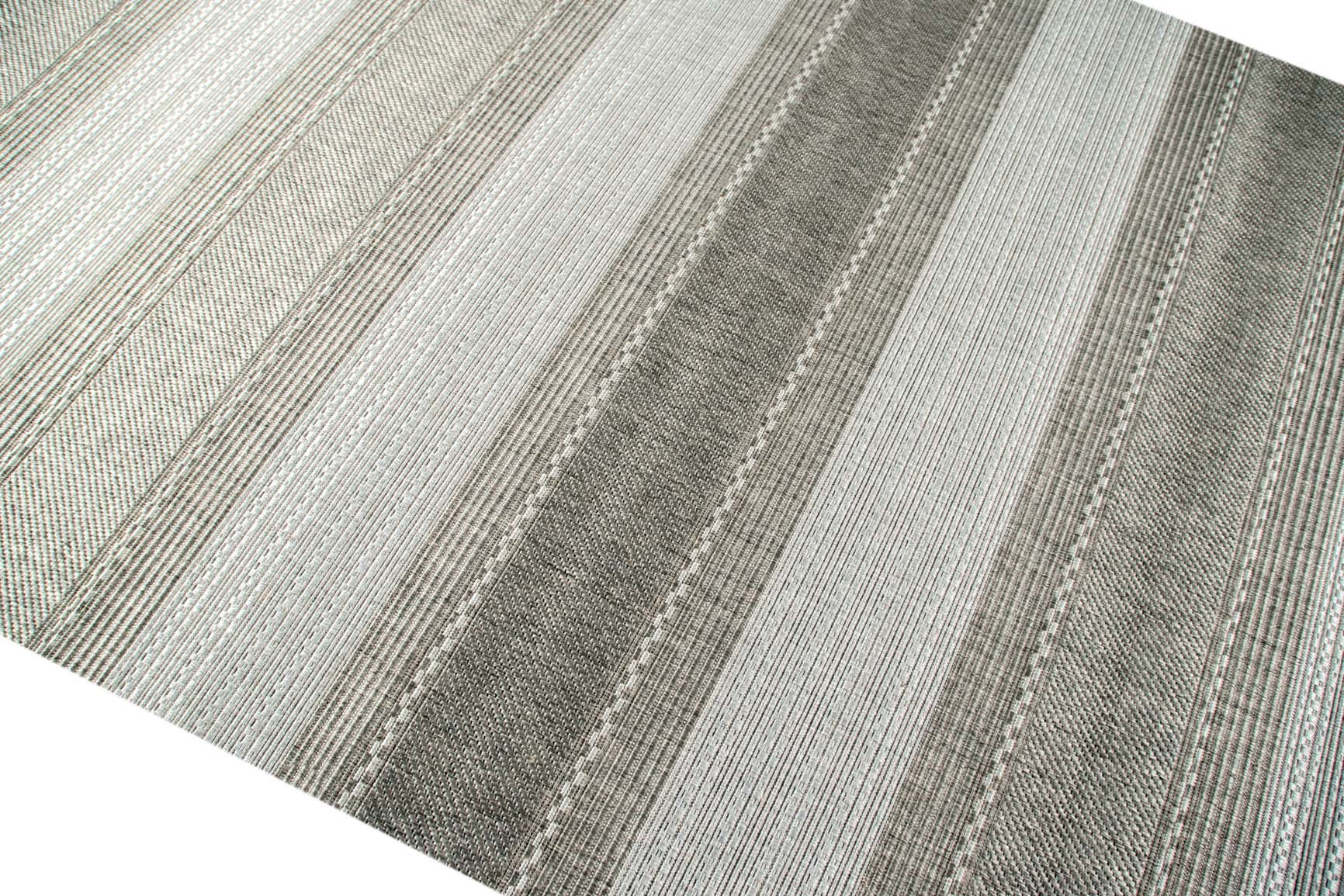Traum Teppich Sisal Optik Küchenteppich moderner Läufer Flachgewebe gestreift in grau beige Größe 120x170 cm