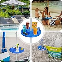 Vista 6 de AMMSUN Bandeja de mesa para sombrilla de playa de 13 pulgadas para playa, patio, jardín, piscina con portavasos y compartimentos para aperitivos