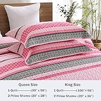 Vista 136 de Homzard King Size Quilt Set, Grey White Snowflake Striped Comforter Set,Cotton Gray Bedspread King Size, Lightweight Comforter Fall Bedding 3 Piece