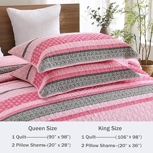 Vista 133 de Homzard - Juego de edredón de algodón a rayas, color gris, tamaño Queen, colcha reversible geométrica con 2 fundas de almohada, ropa de cama ligera