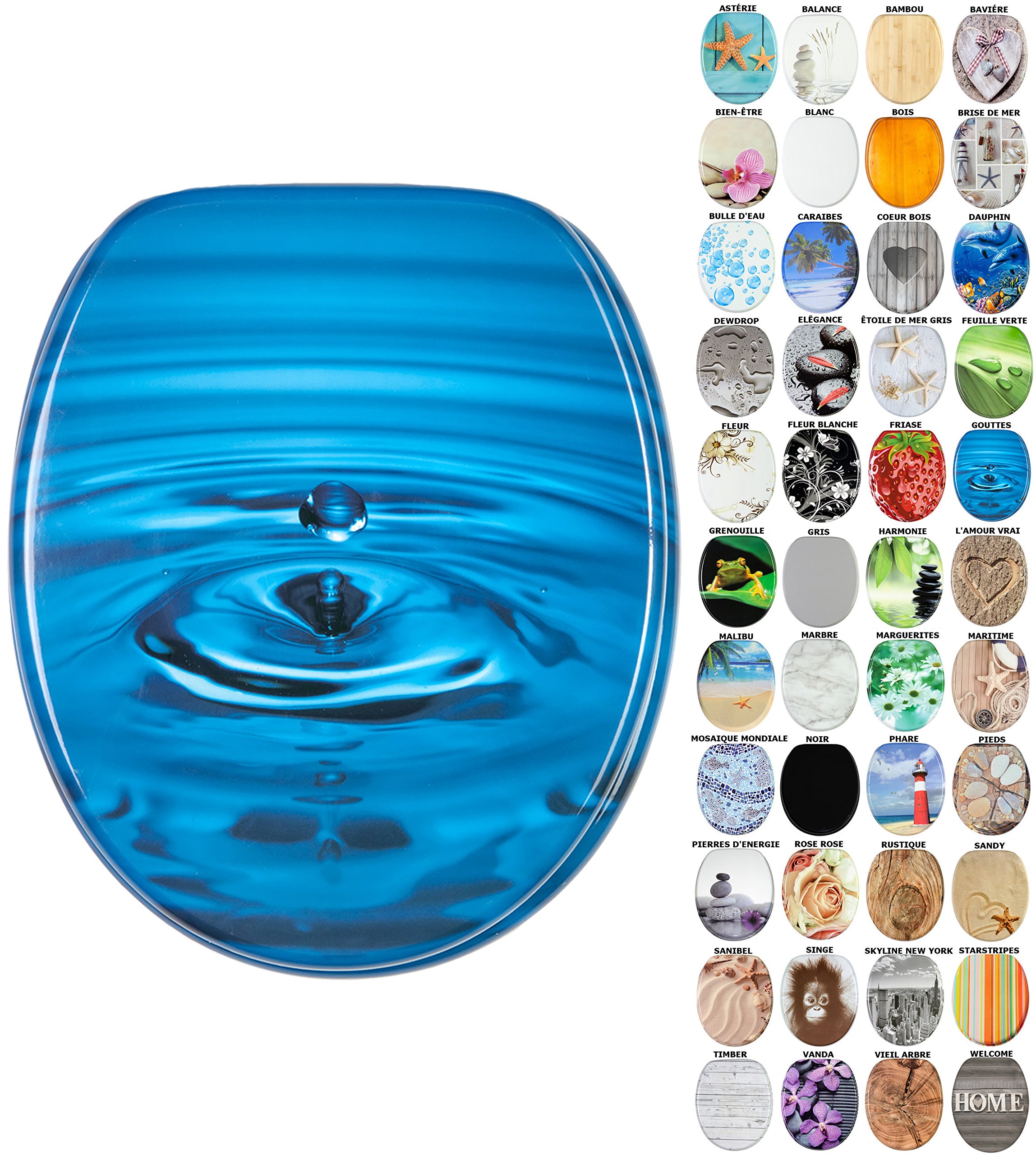 Soft Close Toilet Seat | Stable Hinges | Easy to Mount | High-Quality Surface | Waterdrop