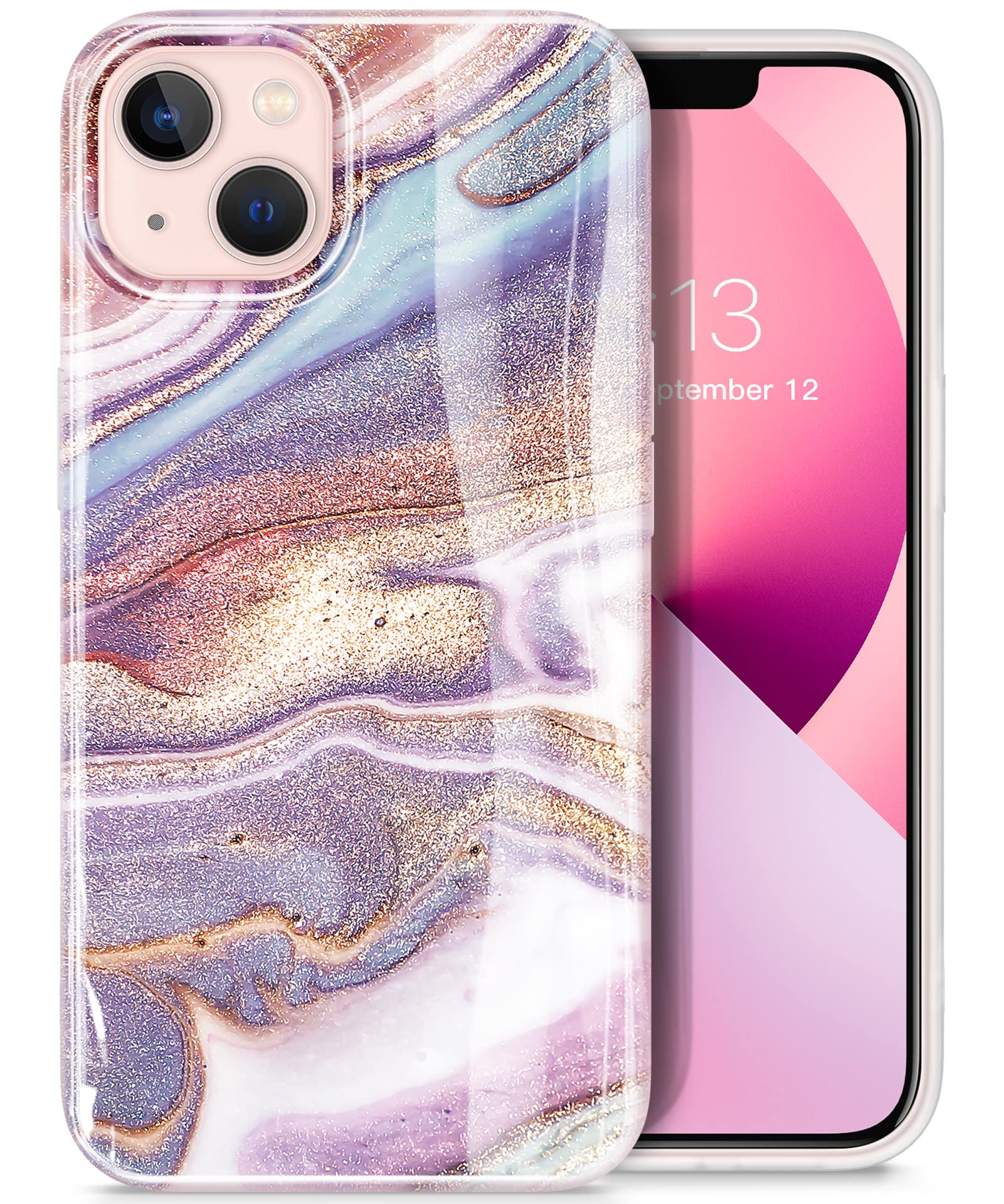 GVIEWIN Cover IPhone 13 Pro 6.1'' – Custodia Protettiva Antiurto Grado Militare, Design Effetto Marmo Sabbia/Marrone, Supporto Ricarica Wireless