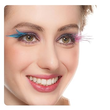 halloween lashes Pink and Blue Color Eyelashes Joker Cosplay Costumes Set Party Feather Makeup costume lashes 1 pair