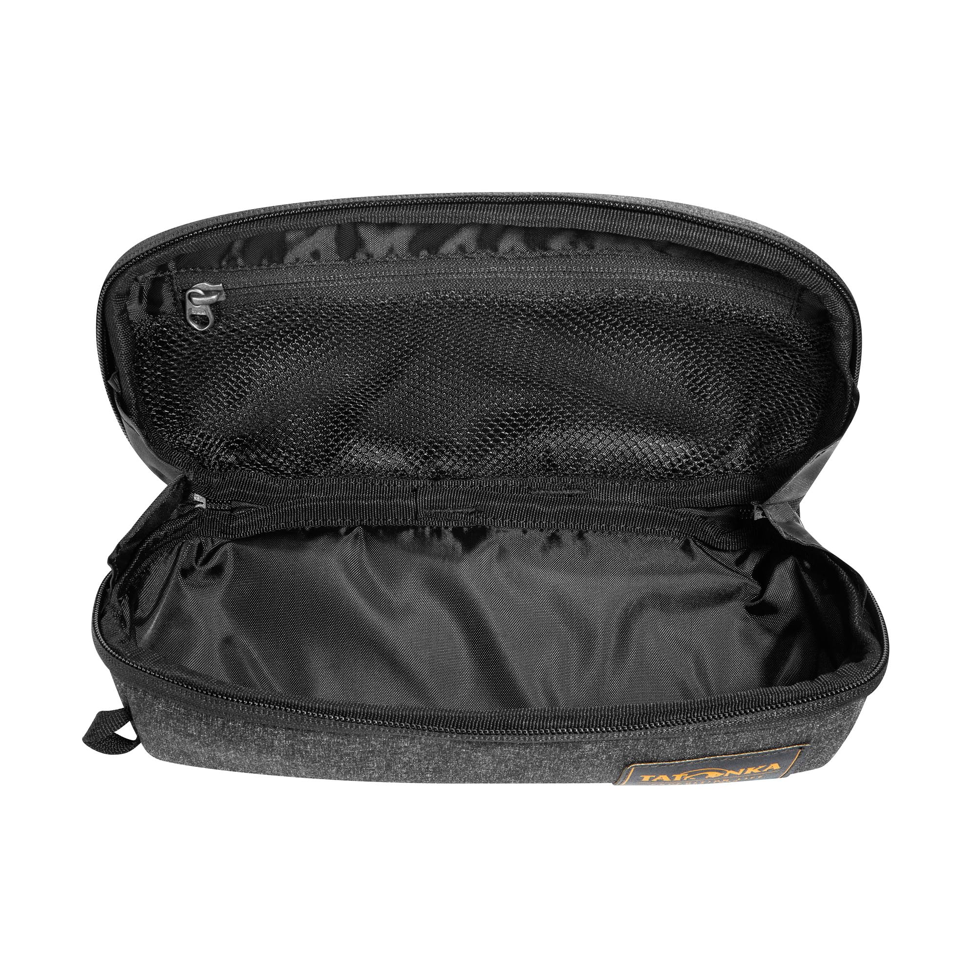 Tatonka Kosmetyczka Square Zip Pouch M (2 l) – rozkładana torba na pranie z 2 kieszeniami siatkowymi na zamek błyskawiczny, bez PFC/PFS – 10 x 25 x 9 cm (czarna)