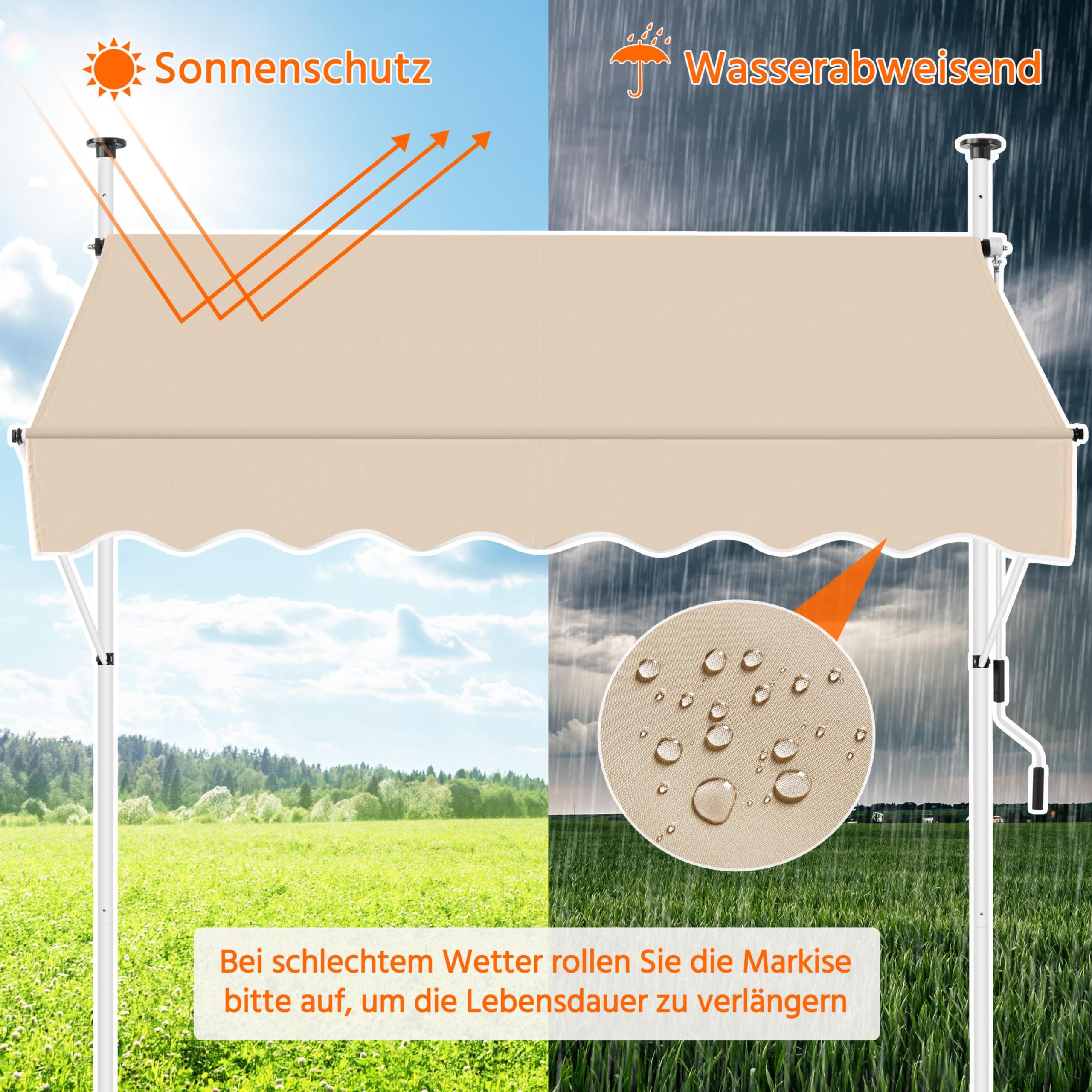 tectake Klemluifel met zwengel, in hoogte verstelbaar, Beige | Leen Bakker