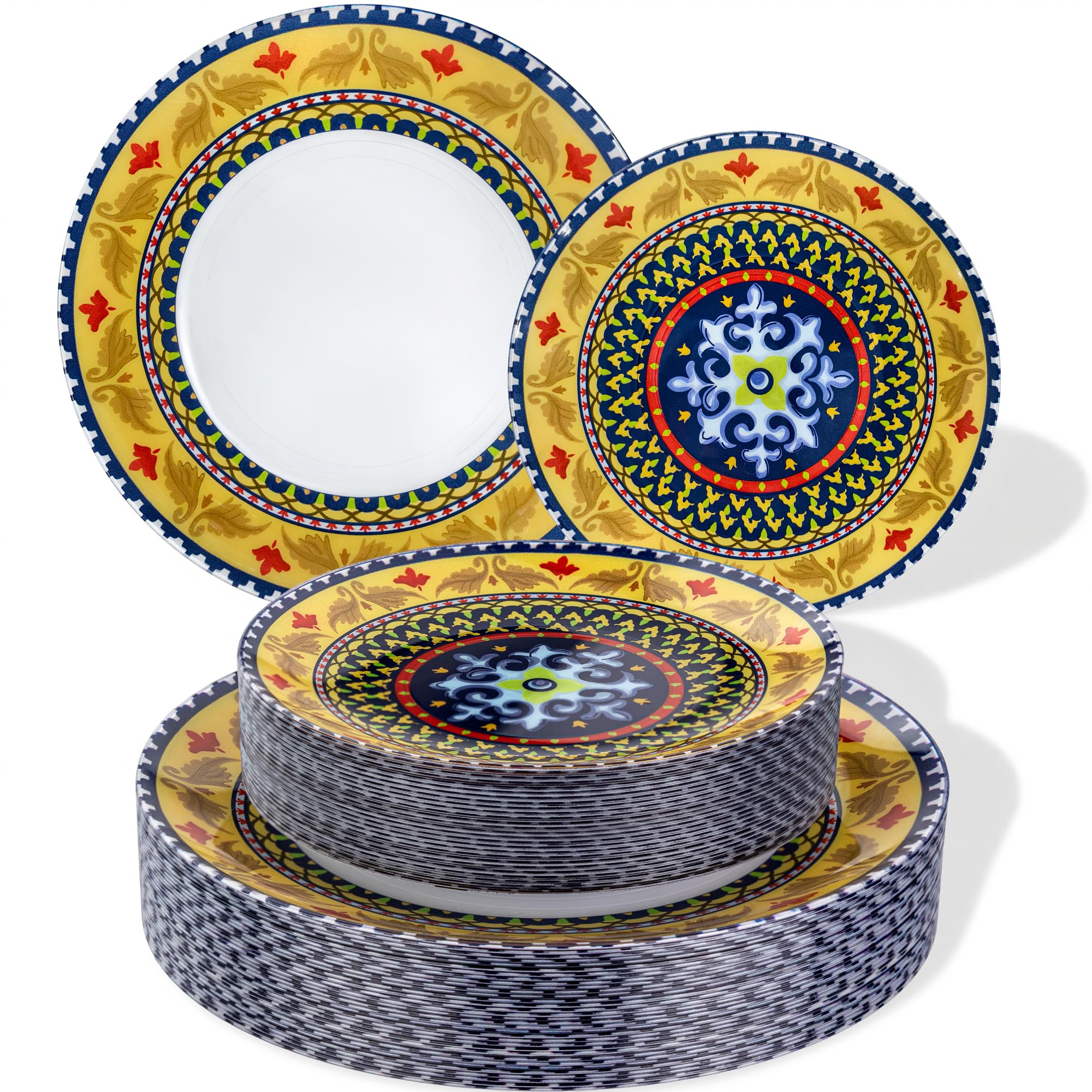 Blue & White Plastic Plates - 60 Pack for Parties -14