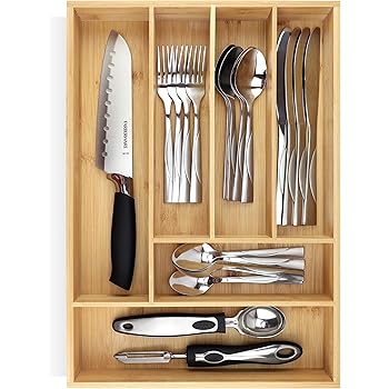 Amazon Com Pristine Bamboo 17x11 8 Inch Non Slip Extra Deep Silverware Organizer Utensil Organizer Silverware Tray Kitchen Drawer Organizer For Flatware Cutlery Bamboo Wood Silverware Holder Home Improvement