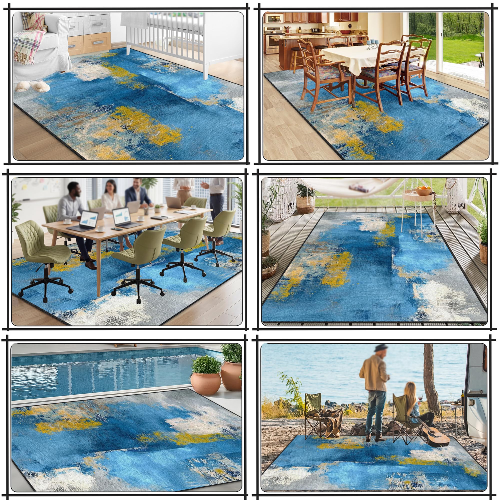 Alfombra de Salón Antideslizante Lavable Tapete Pelo Corto 150 x 190 cm | Grande Gaming Alfombra Habitacion Moderna Suave, para Sala de Estar, Dormitorio, Comedor y Pasillo