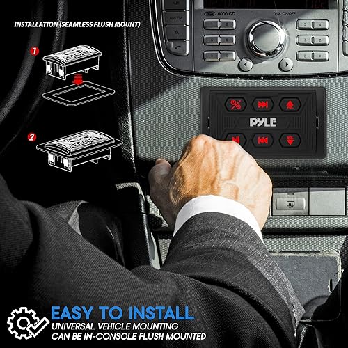 Miniatura 4 de Pyle Paquete de controlador Bluetooth inalámbrico para automóvil, receptor multimedia Bluetooth con amplificador y accesorios para automóvil,