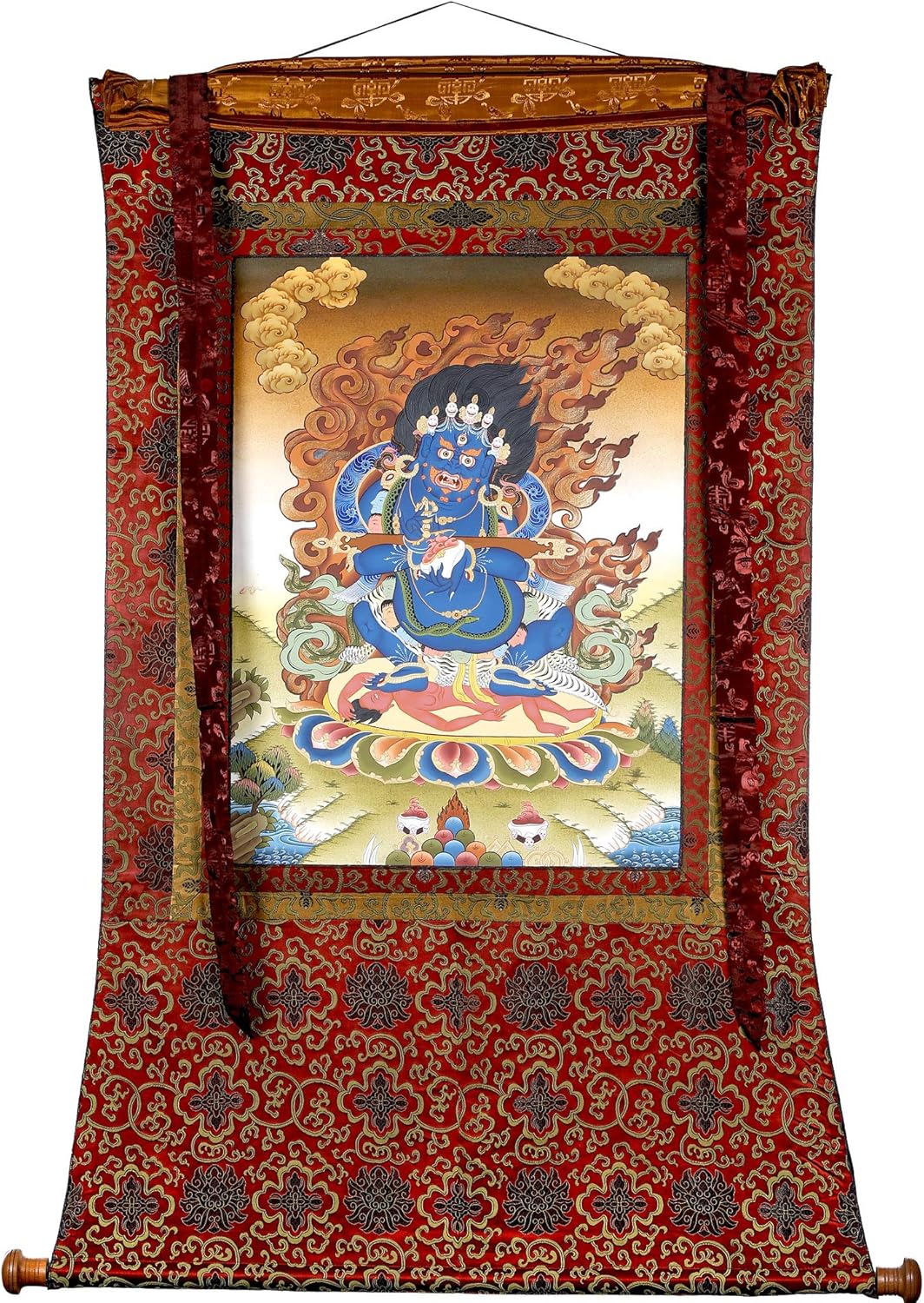 エキゾチック インディア タンダパニ 二連 パンガルナタ マハカラ - チベット仏教 - チベットタンカ絵画