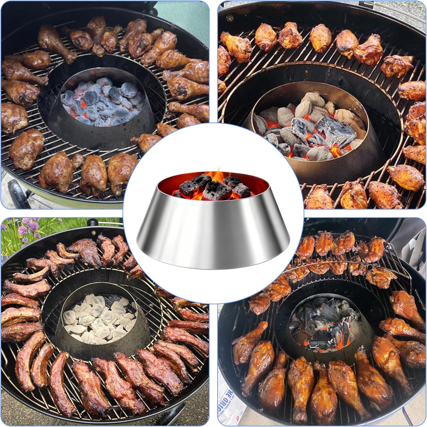 BBQ Whirlpool for Weber Kettle 22" 26.75" Accessories, Charcoal Grilling Accessory for Weber Smokey Mountain WSM, Replacement for Master Touch 22, Big Green Egg, Kamado Joe Grill Accessories