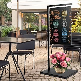 ORIENGEAR Chalkboard Signs with Stand, 43" x 19" Double-Sided Chalk Board, Chalk Board Sign Board with Accessories, Hanging Menu Board, Sandwich Board Signs Outdoor for Restaurant, Cafe, Wedding