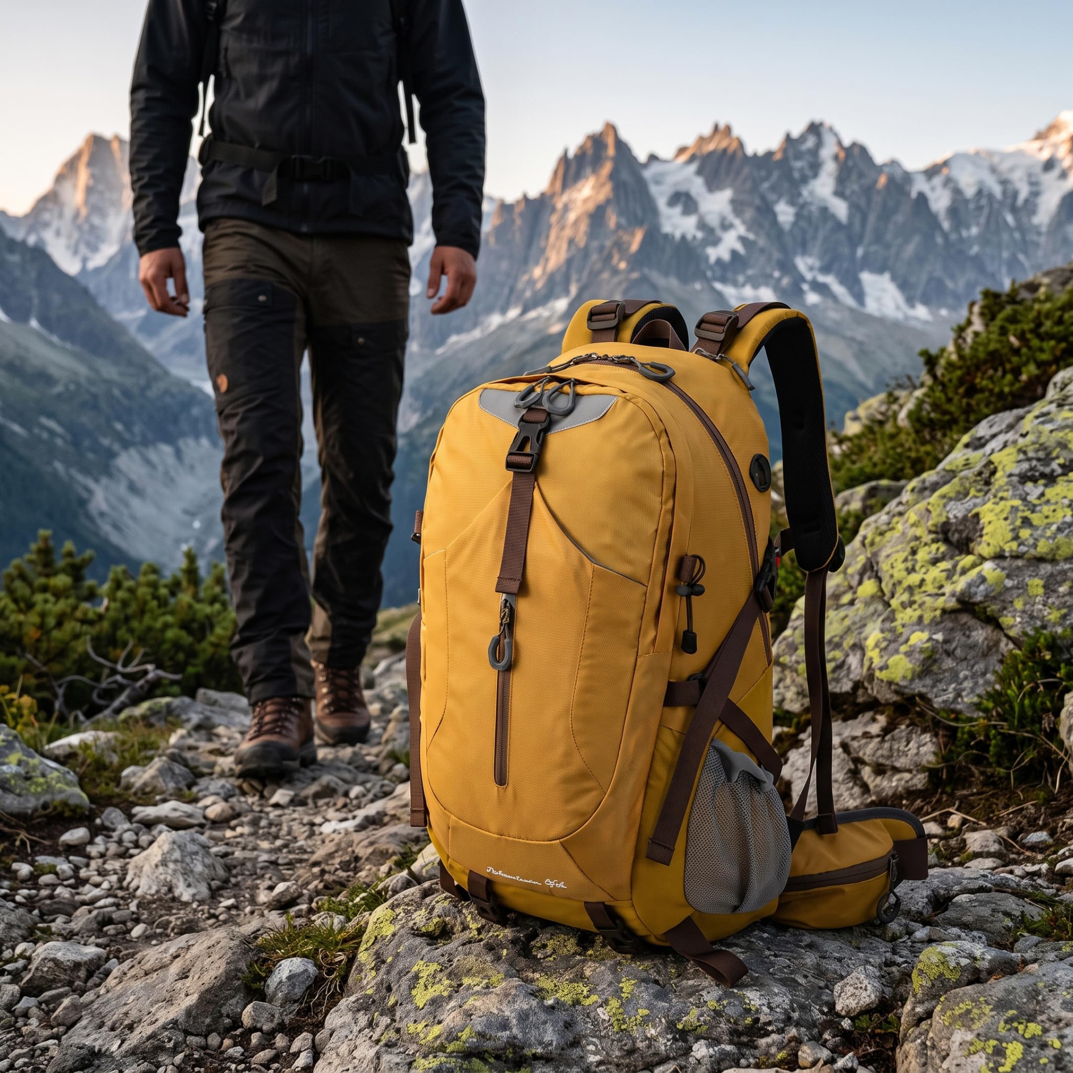 Camping-Rucksack für Männer und Frauen, leichter Wanderrucksack, gelb