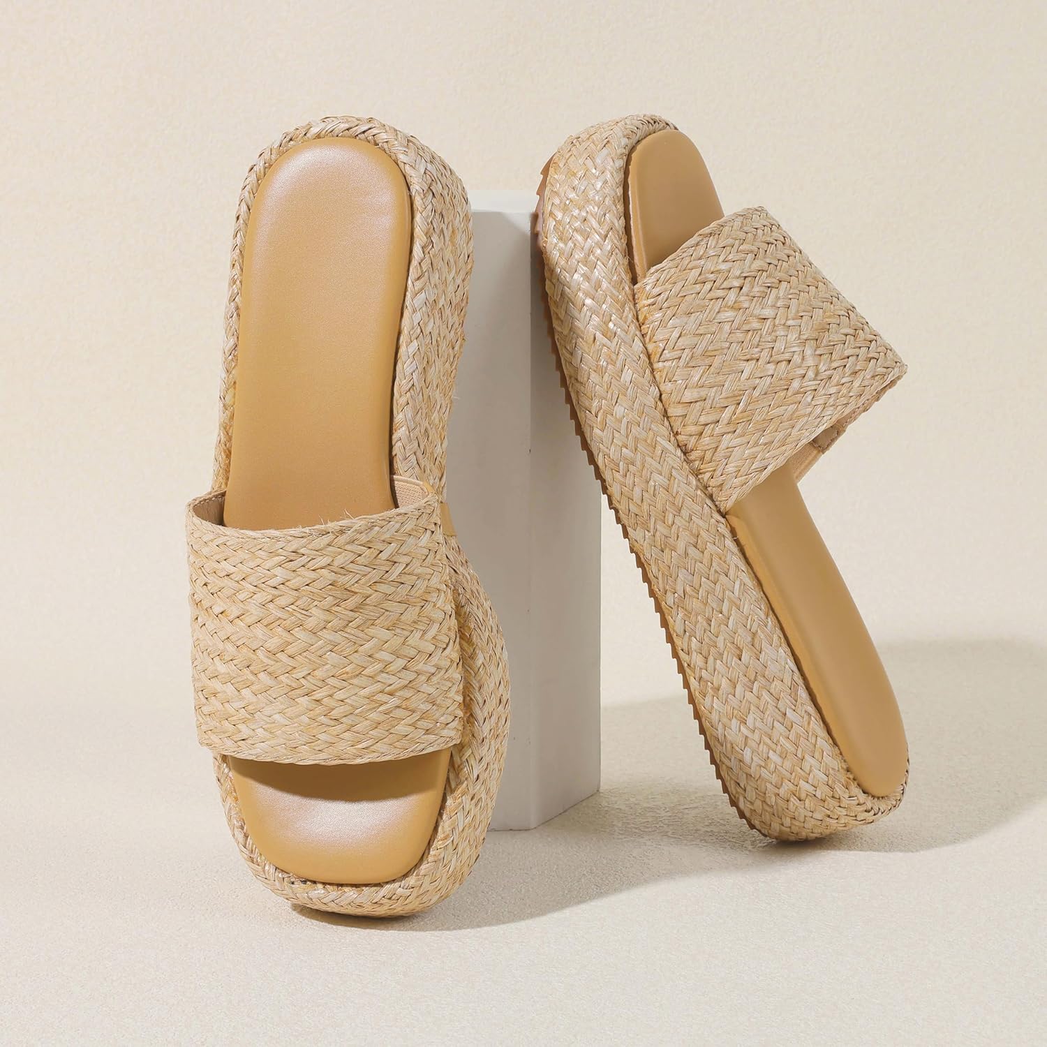 Platform Slip on Espadrille Sandals for Women Wedges Slides Bohemia Sandals Flatform Open Toe Beach Sandals - Image 6