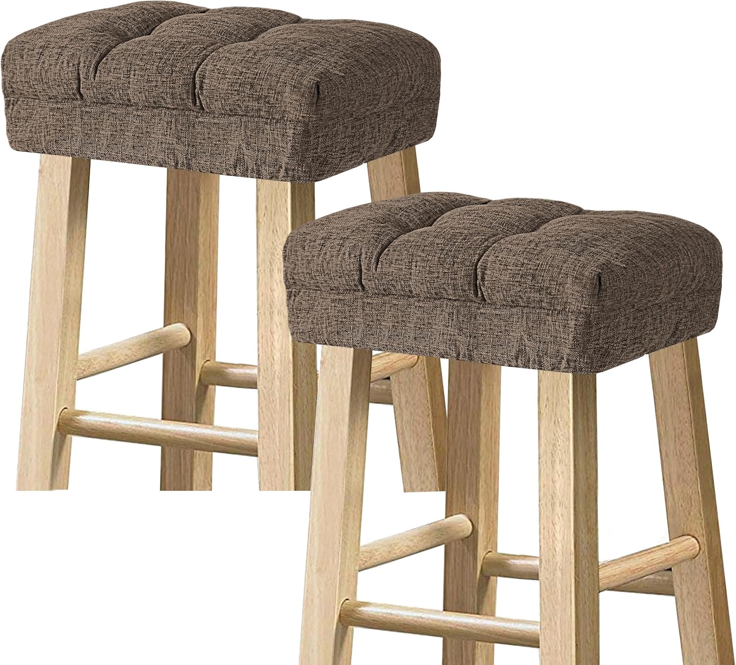 Sunlit Bar Stool Covers - Set of 2 Rectangle Bar Stool Seat Covers, Soft and Cushioned Bar Chair Covers, Easy to Install and Wash, Cover Only, Brown