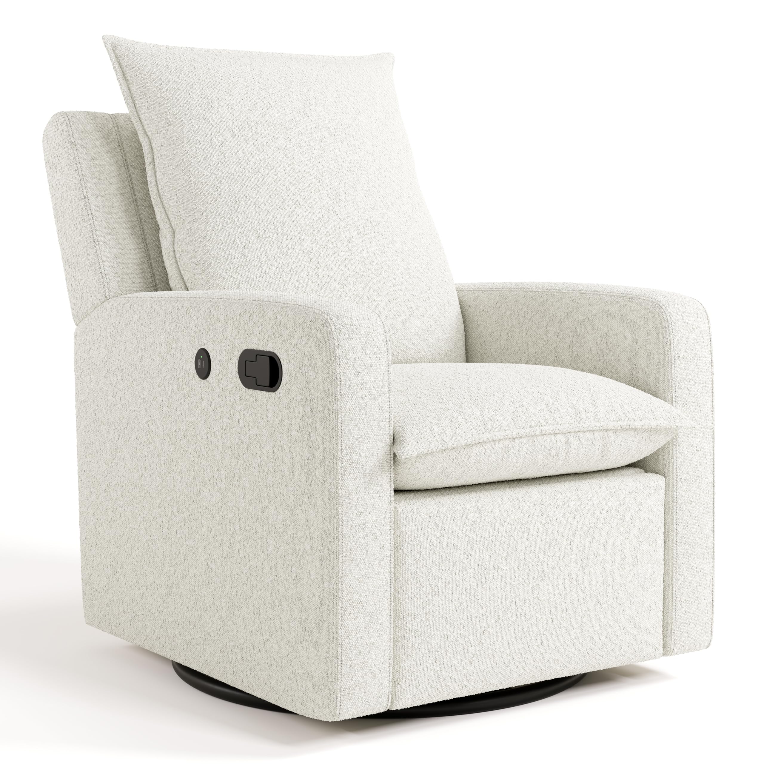 Storkcraft Timeless Recliner Glider with USB Charging Port (Ivory Boucle) - Ultimate Nursery Rocking Chair, Baby Glider Chair for Nursery, 360° Swivel