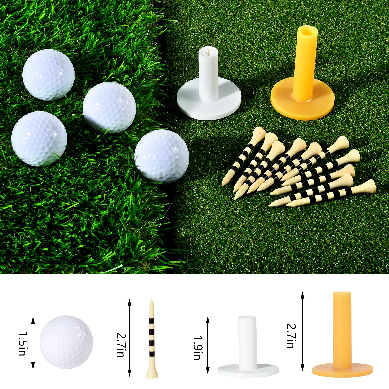 Golf Abschlagmatte 51 x 40 cm,Golf Übungsmatte mit 4 Golfbällen & Zubehör für Zuhause Indoor Outdoor Erwachsene