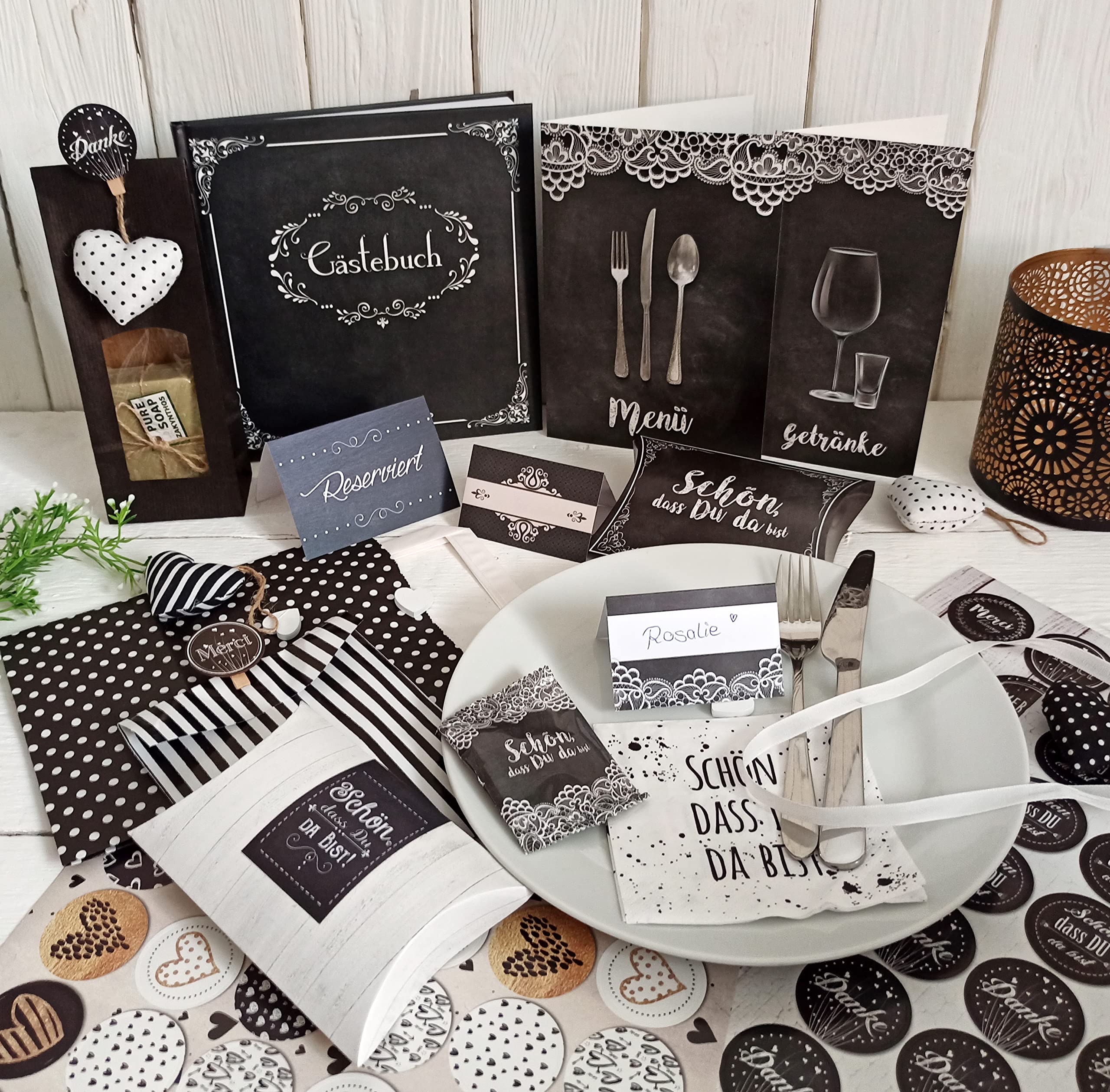 50 Tischkarten 'Schön Dass Du Da Bist' - Boho Vintage Design Auf Kraftpapier - Beschreibbar Für Hochzeit & Feiern