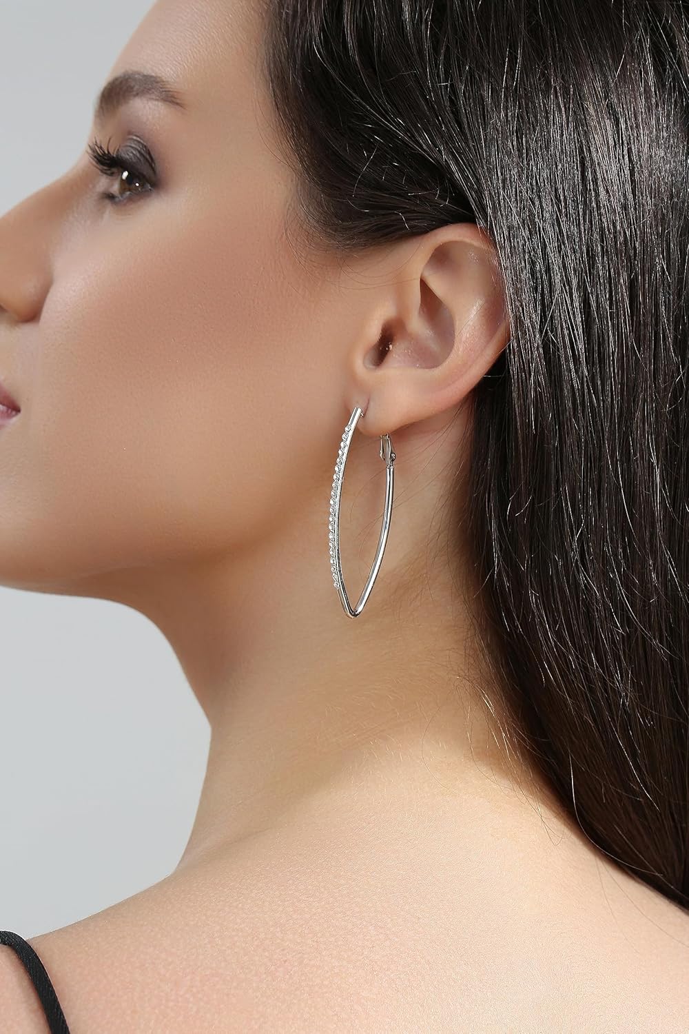 Borun Rhinestone Crystal Leaf Shape Hoop Earring Hypoallergenic Jewelry for Women - Image 4